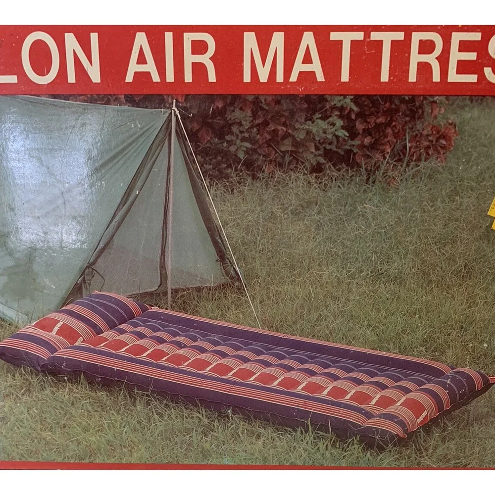 Vintage Extra Heavy Duty Coated Nylon Air Mattress Camping Ladder Type NEW NOS